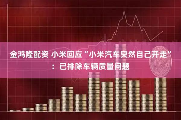 金鸿隆配资 小米回应“小米汽车突然自己开走”：已排除车辆质量问题