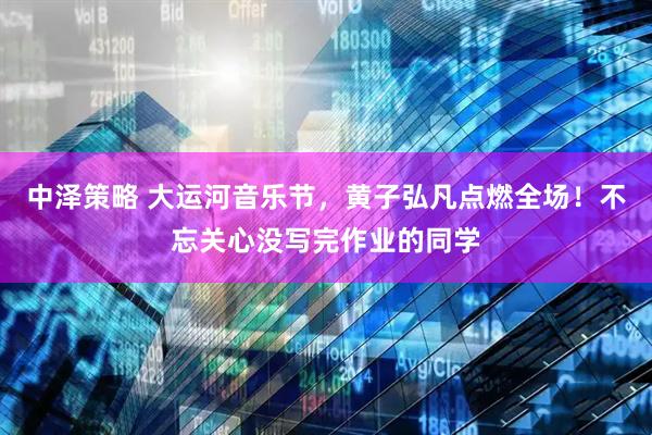 中泽策略 大运河音乐节，黄子弘凡点燃全场！不忘关心没写完作业的同学