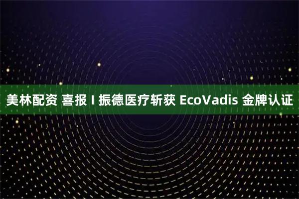 美林配资 喜报 I 振德医疗斩获 EcoVadis 金牌认证